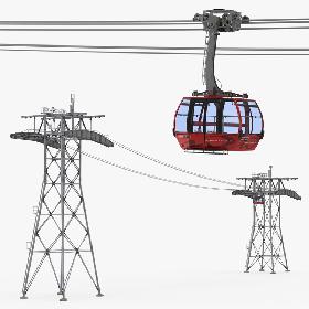 Peak 2 Peak Gondola Lift Cabin Towers 3D model
